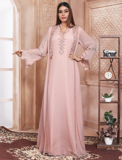 Light Pink Ethnic Handcrafted Kurta With Aligarhi Pant