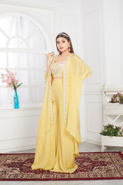 Yellow kaftan With Hand Embroidery