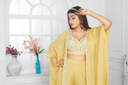 Yellow kaftan With Hand Embroidery