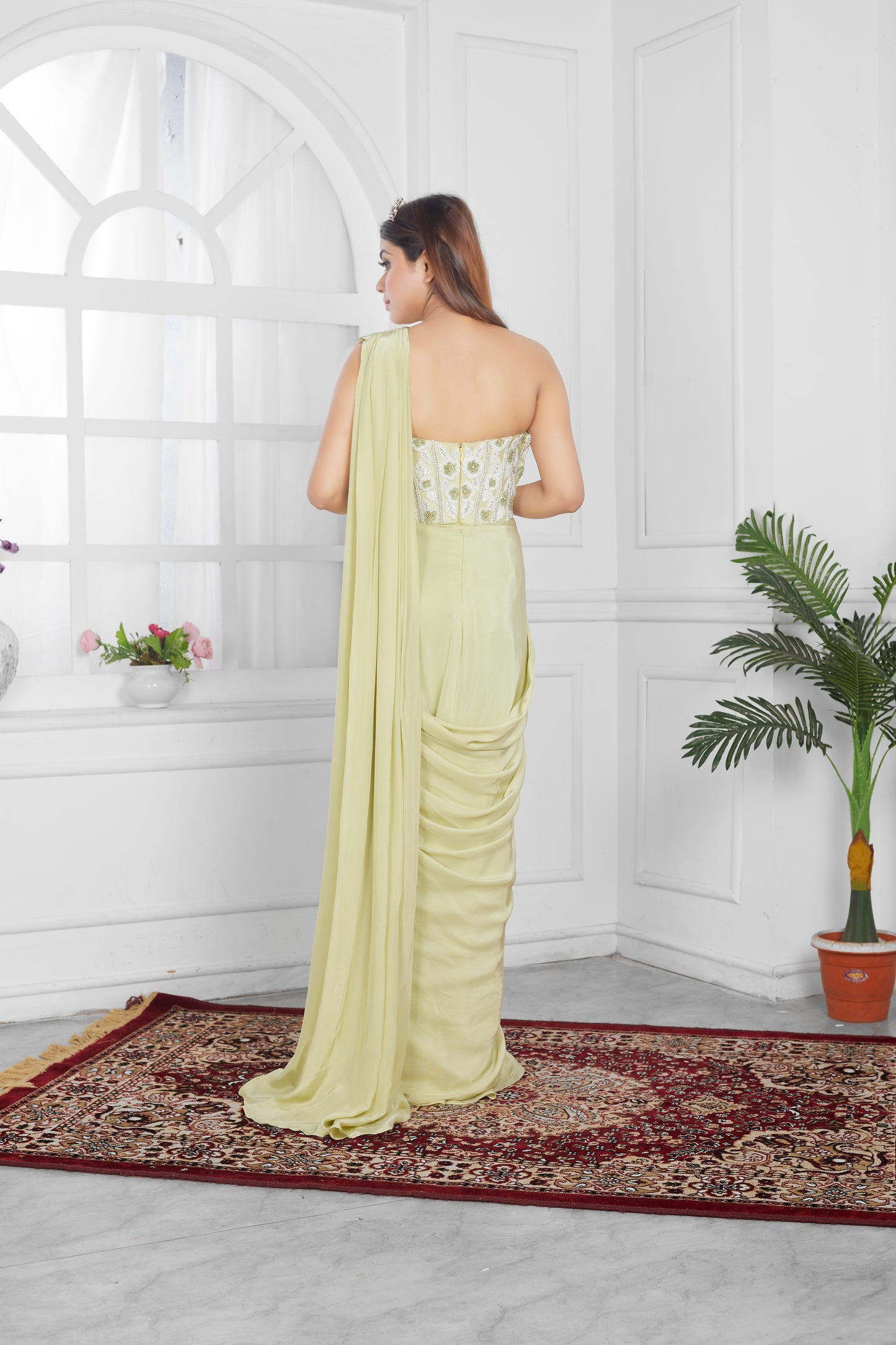 Pista Green Two-Piece With Hand Embroidery